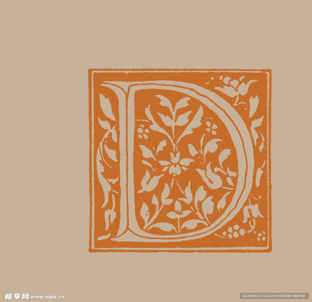 矢量欧式花纹字母