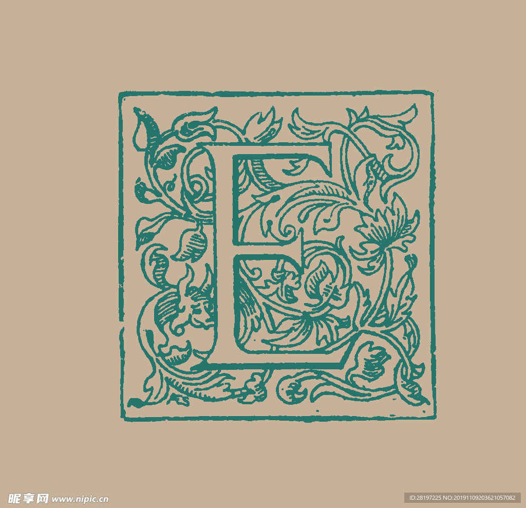 矢量欧式花纹字母