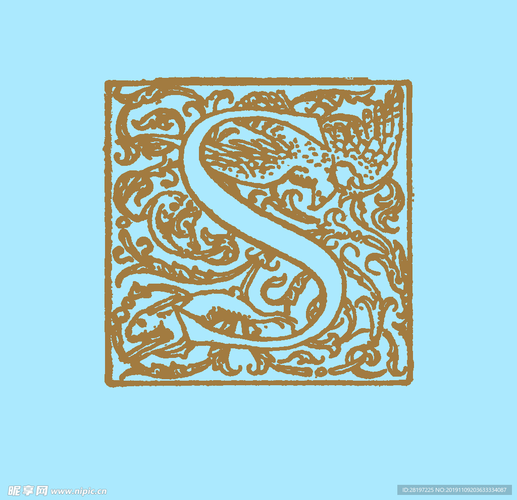 矢量欧式花纹字母