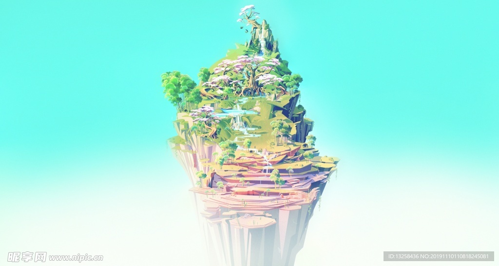 彩色动漫插画风景背景