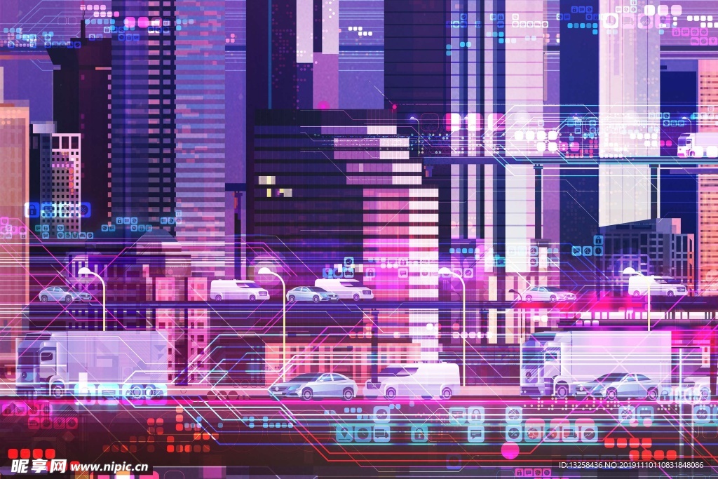 彩色城市插画风景建筑