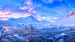 雪山河流天空风景背景