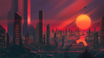 城市彩色插画风景背景