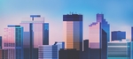 彩色城市插画风景背景