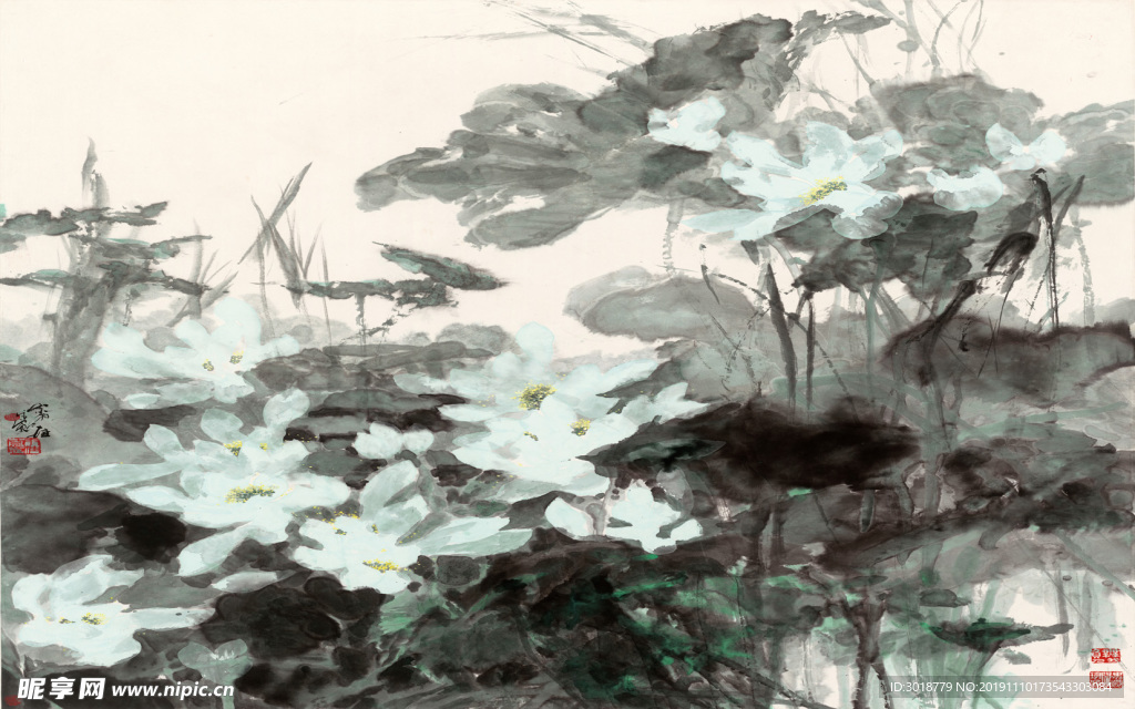 水墨荷花
