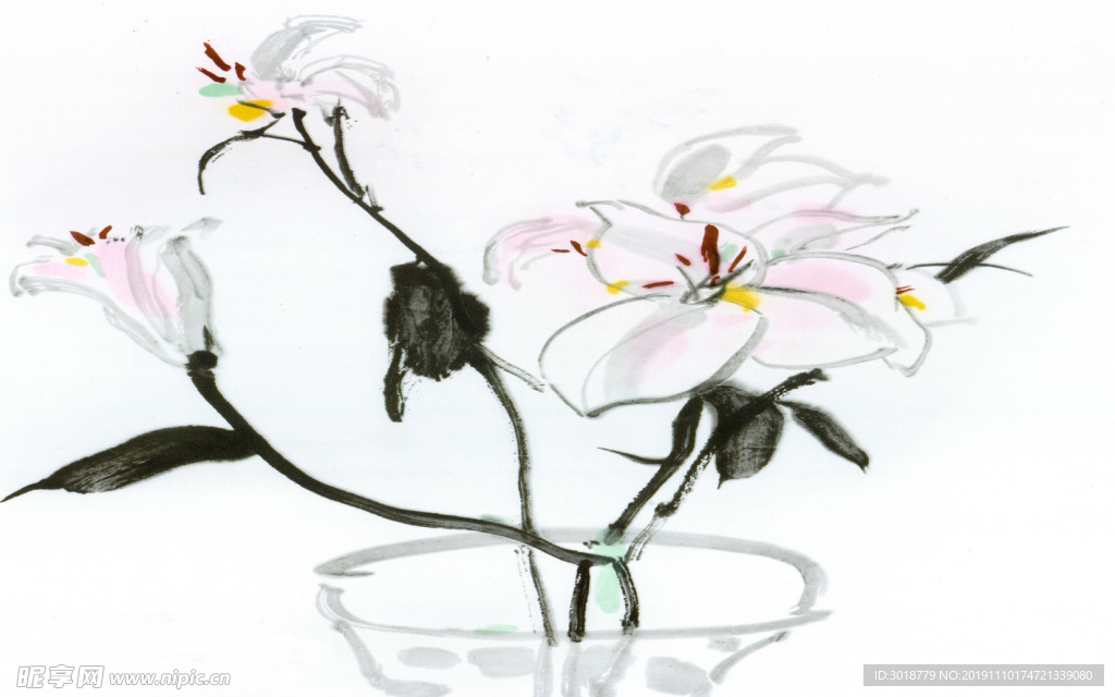 水墨花