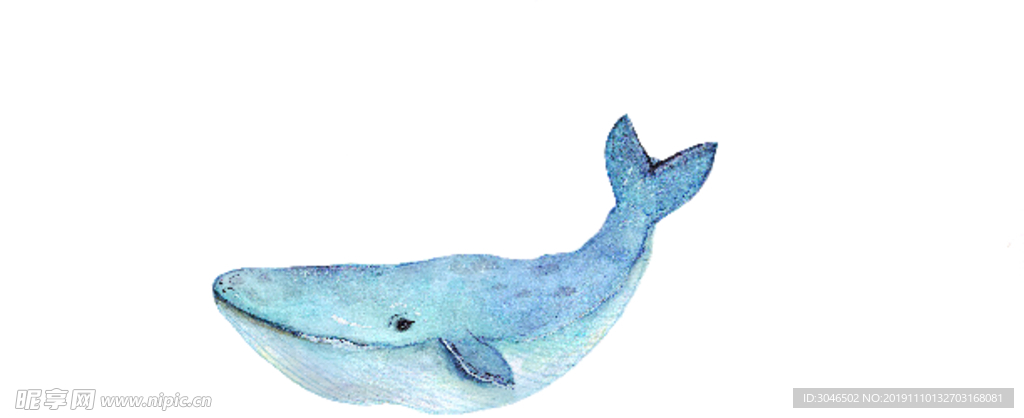 手绘水彩鲸鱼矢量素材
