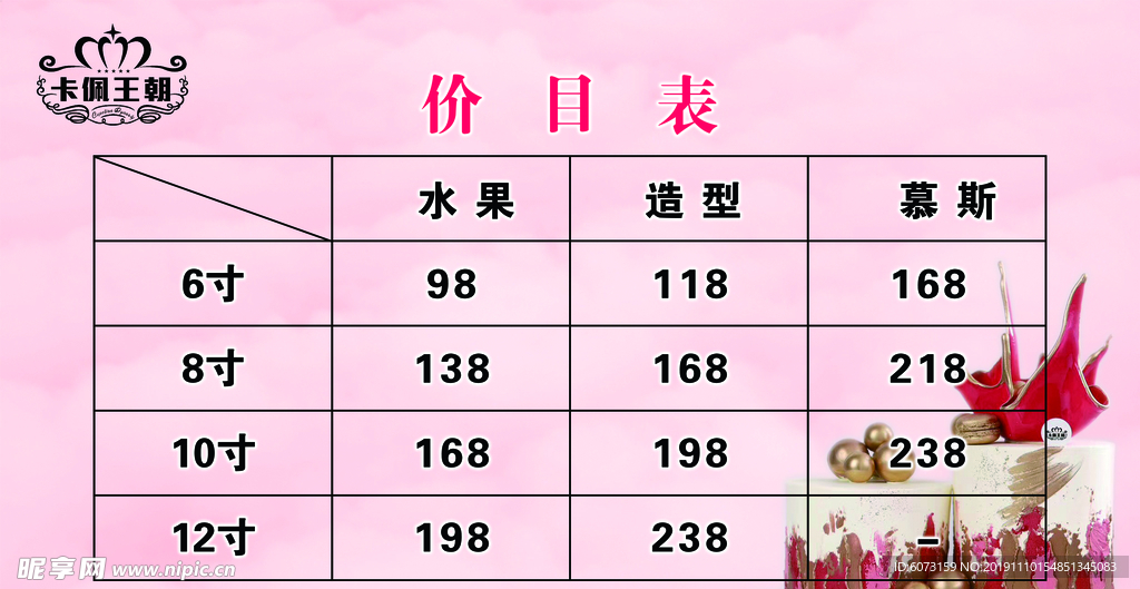 价目表