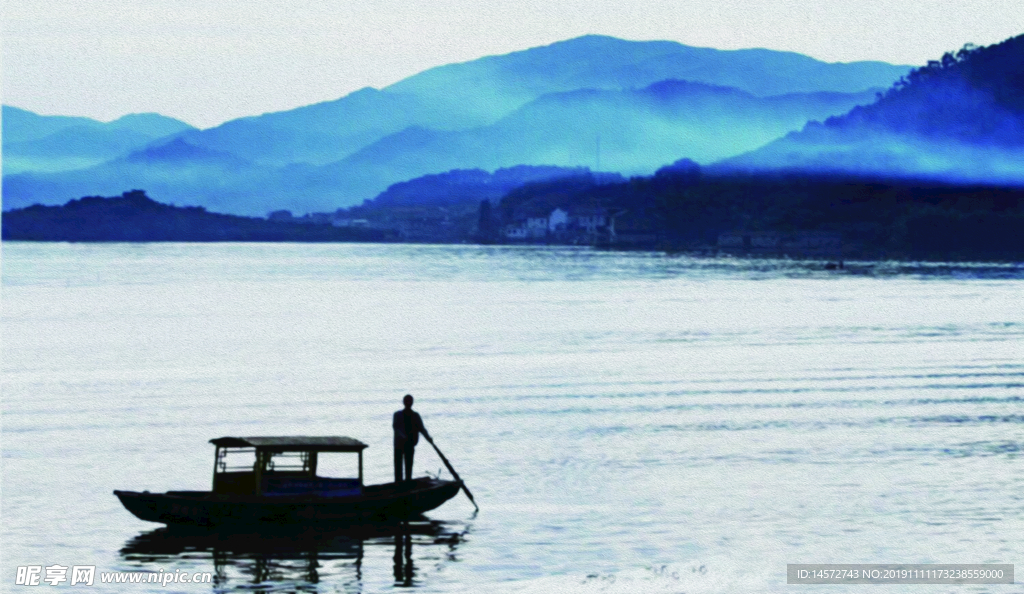 渔夫风景油画图
