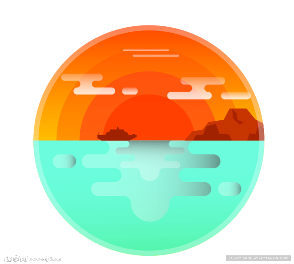落日小插画