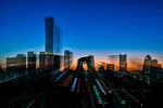 北京CBD城市夜景风光的建筑
