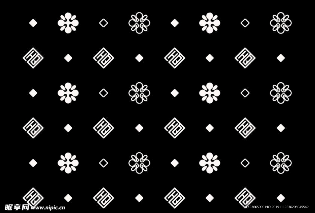 矢量AI花纹窗帘花布花形底纹
