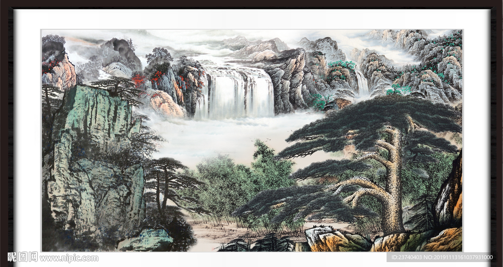 山水瀑布
