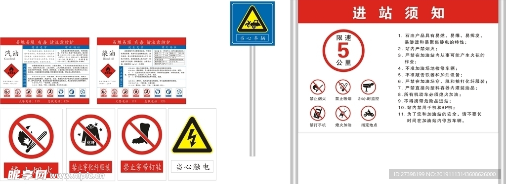 加油站一套标准制度警示牌