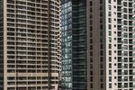 窗口行在高层建筑物外部的