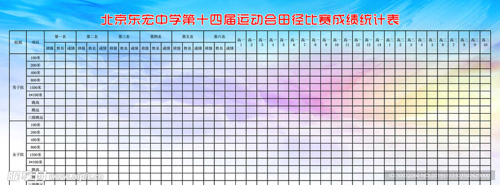 运动会成绩统计表