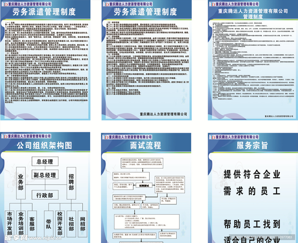 人力资源公司制度牌