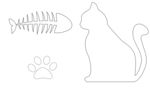 小猫 鱼骨头 猫爪素材矢量