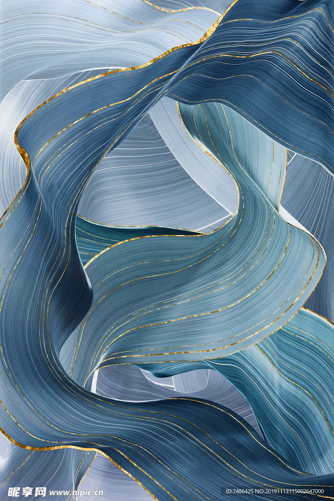 新中式现代抽象金色线条装饰画