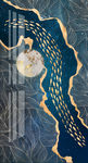新中式抽象金线游鱼装饰画素材