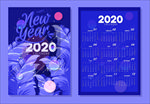 蓝色2020年日历