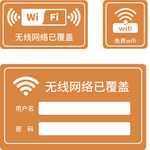 橙色简约wifi密码门贴
