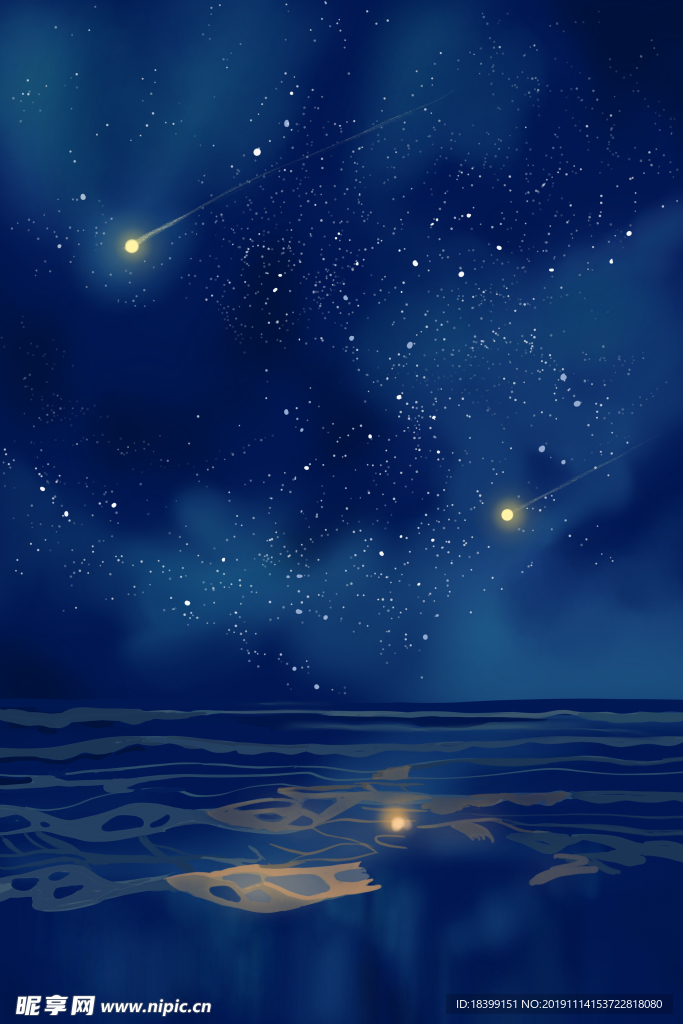 漫天星星夜空唯美水彩背景