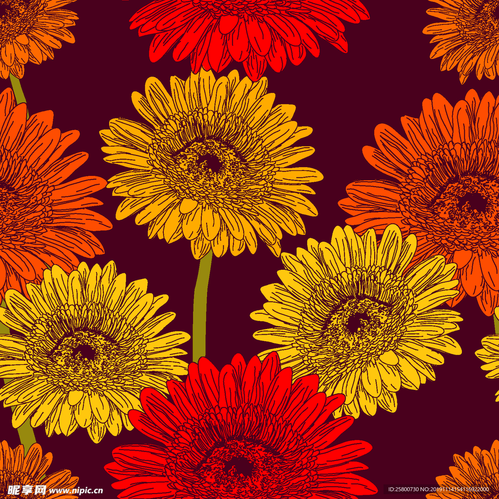 彩色花卉图案设计