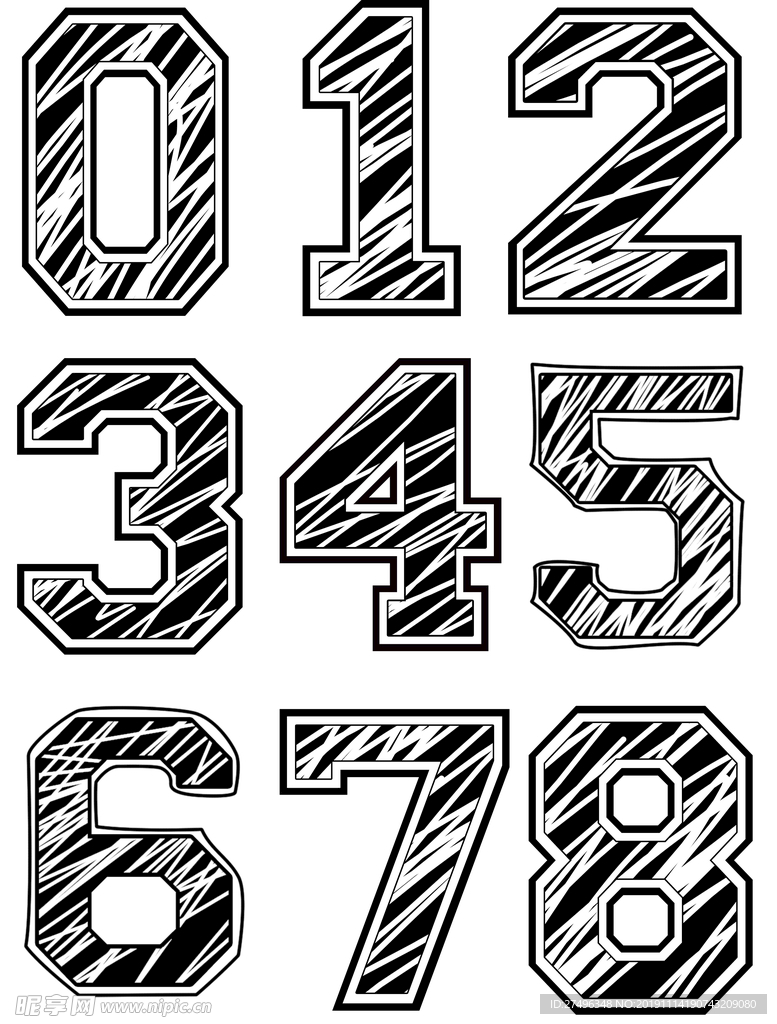 数字黑白模板