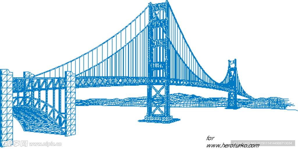 建筑线稿美国金门大桥