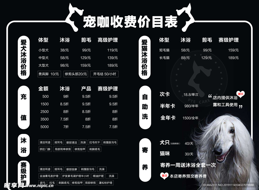 宠咖价目表