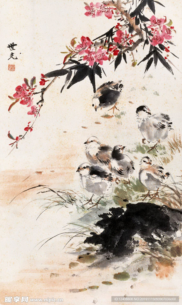 小鸡与桃花