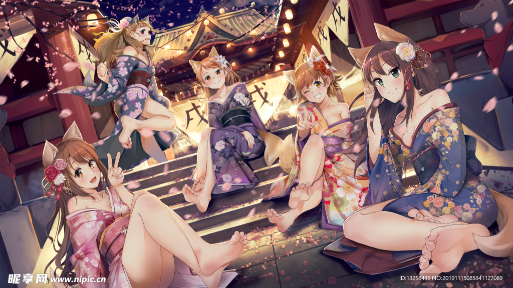 彩色插画人物动漫背景