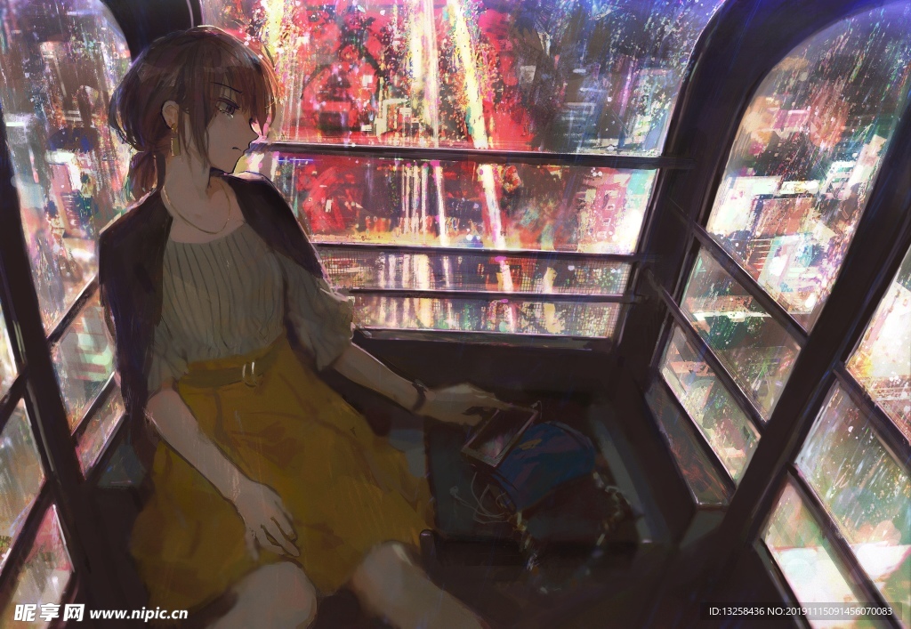 彩色插画人物动漫背景