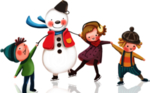雪人和小孩牵手