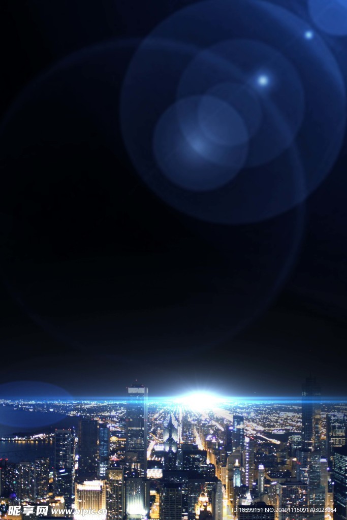 都市风蓝色夜景科技广告背景