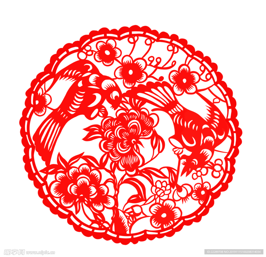 中国风节日剪纸画