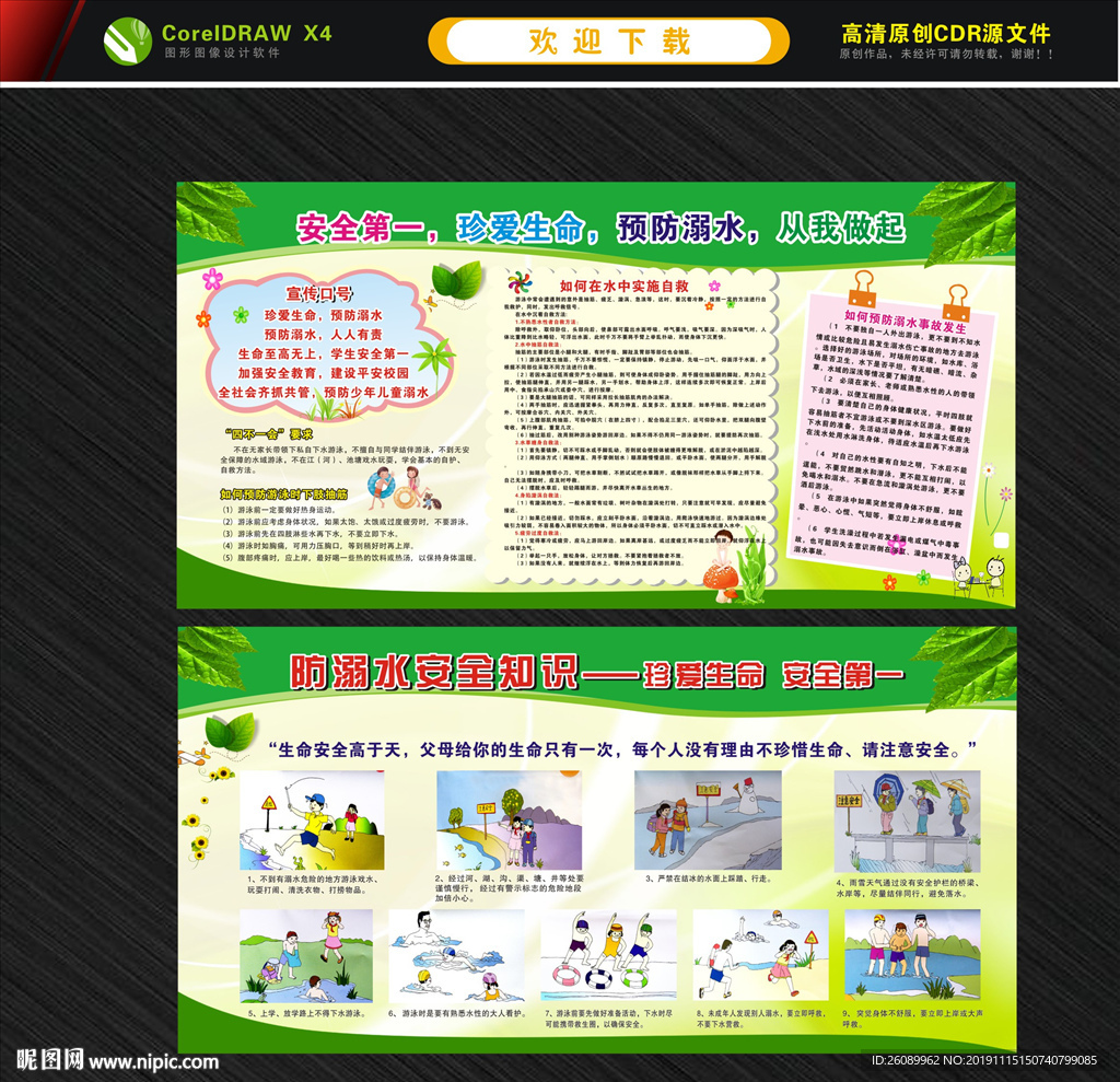校园全安宣传 防溺水宣传栏