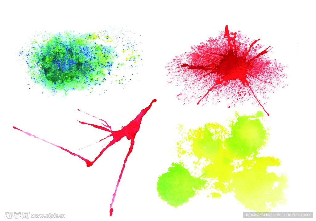 多彩 水彩 墨迹 海报 素材