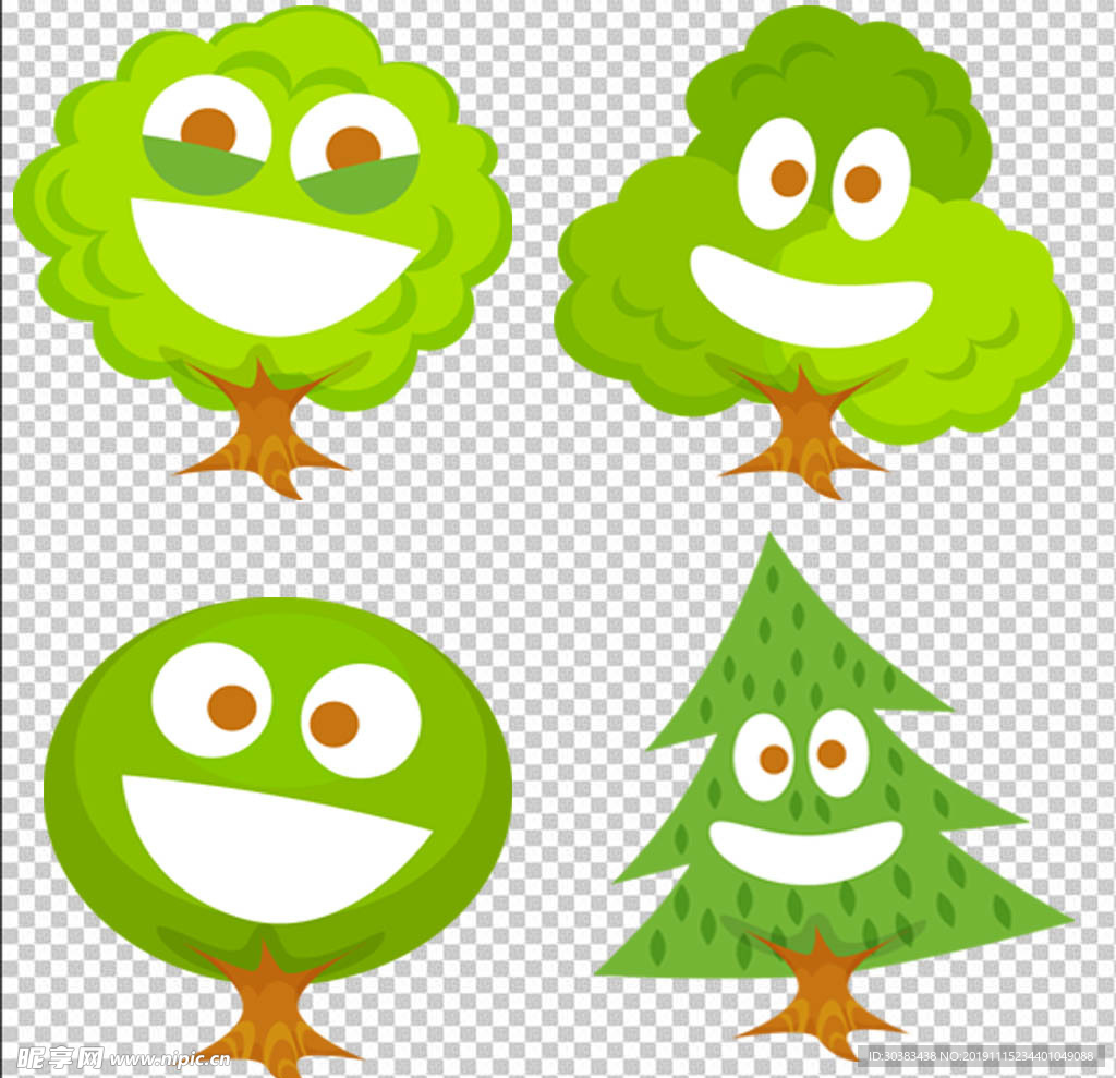快乐的绿树PNG图透明背景免扣