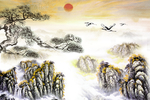 新中式山水背景墙
