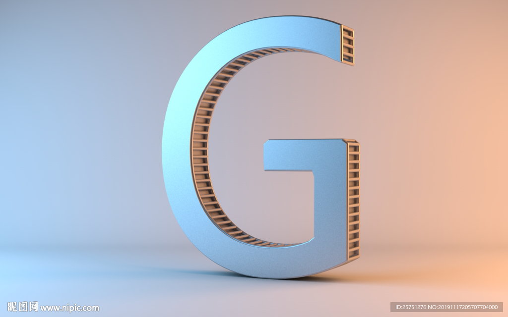 C4D金属质感字母G