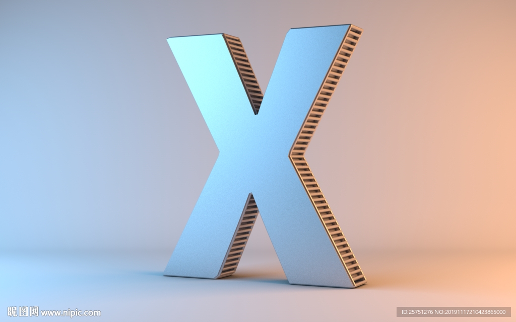 C4D金属质感字母X
