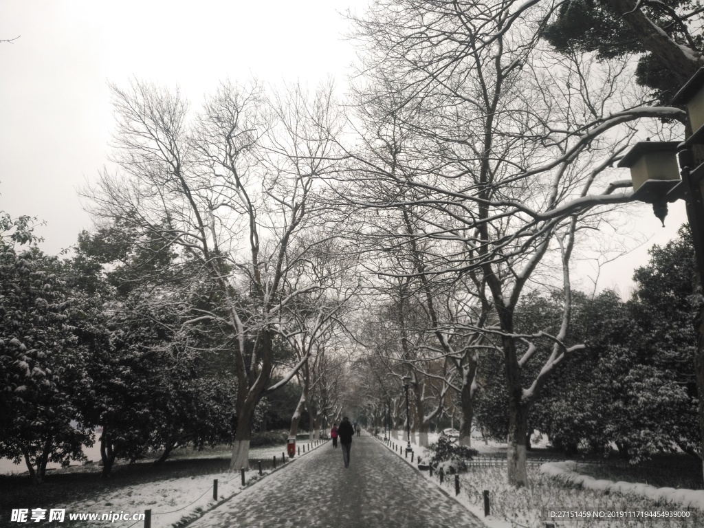 西湖 断桥残雪 西湖美景 冬季