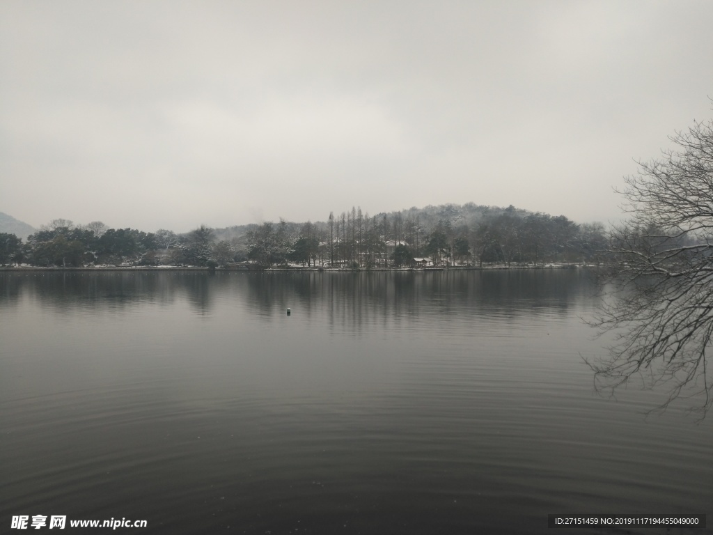 西湖 断桥残雪 西湖美景 冬季