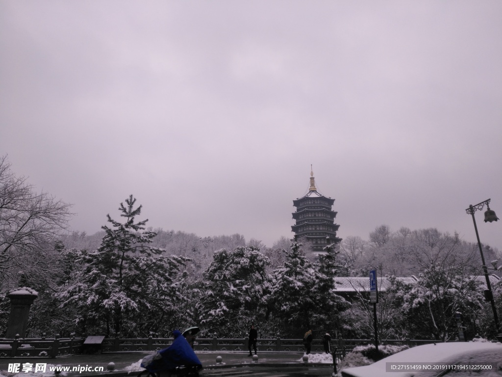 西湖 断桥残雪 西湖美景 冬季