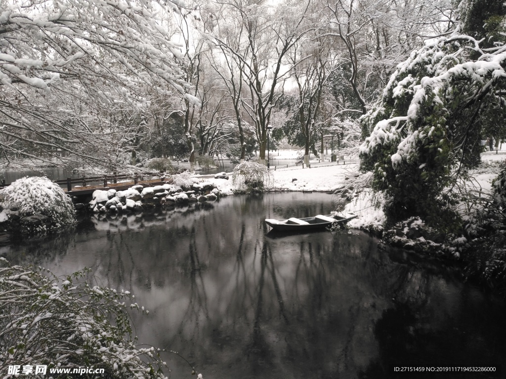 西湖 断桥残雪 西湖美景 冬季