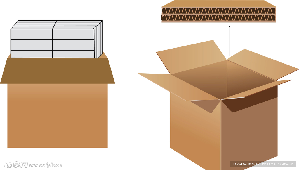 纸箱矢量瓦楞箱外箱效果图