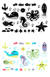 手绘海洋生物