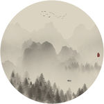水墨山水装饰画 抽象水墨画